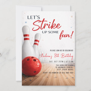 Personalised modern Bowling birthday Invitation