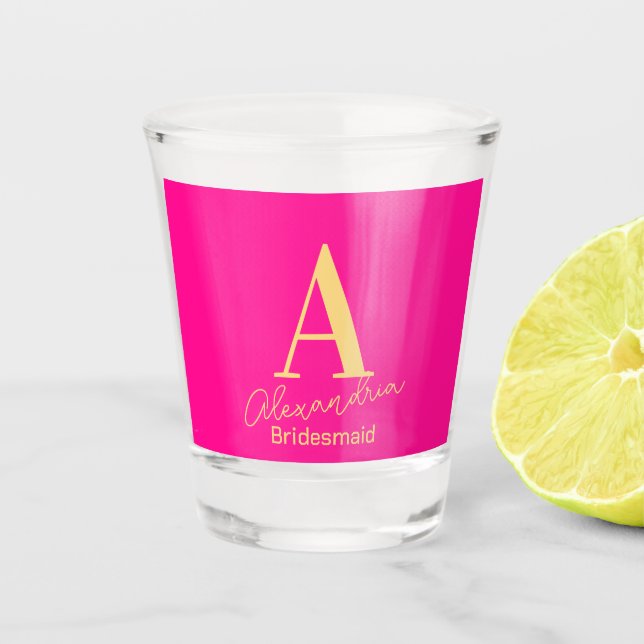 Personalised Modern Bridesmaid Monogram Shot Glass (Front)
