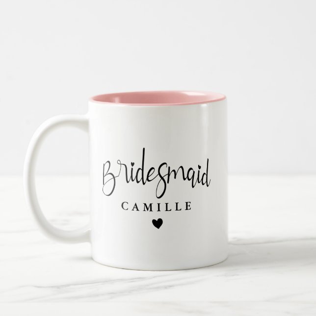 Personalised Modern Bridesmaid Wedding Coffee Mug (Left)