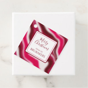 Personalised Modern Candy Cane Red Christmas Name Favour Tags