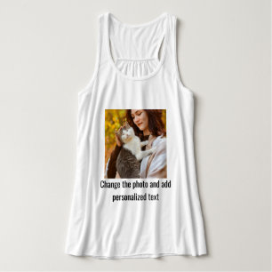 Personalised Modern Cat Mum Family Pet Photo White Singlet