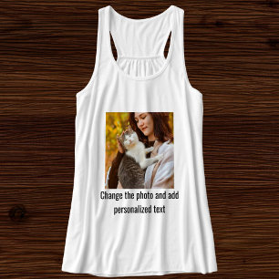 Personalised Modern Cat Mum Family Pet Photo White Singlet