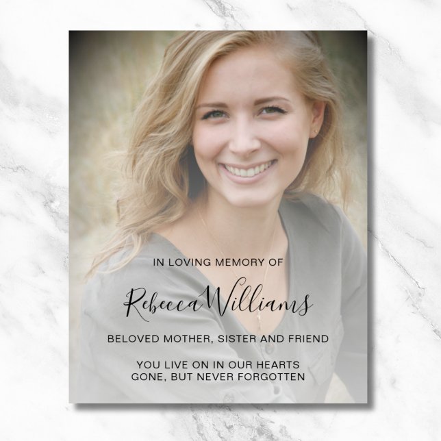 Personalised Modern Celebration of Life Funeral Poster (Photo Memorial Poster)