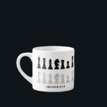 Personalised Modern Chess Piece Game  Espresso Cup<br><div class="desc">Classic black and white chess mug for chess lovers,  featuring chess figures in a geometric pattern. Modern chess pieces design</div>