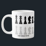 Personalised Modern Chess Piece Game  Large Coffee Mug<br><div class="desc">Classic black and white chess mug for chess lovers,  featuring chess figures in a geometric pattern. Modern chess pieces design</div>