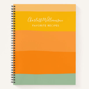 Personalised Modern Chic Stripes Family Recipe  Notebook