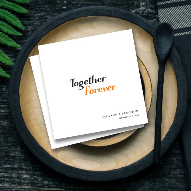 Personalised Modern Chic Wedding Napkins (Personalized Modern Chic Wedding_ Together Forever Napkins)