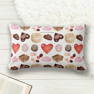 Personalised Modern Chocolate Candy Heart Lumbar Cushion