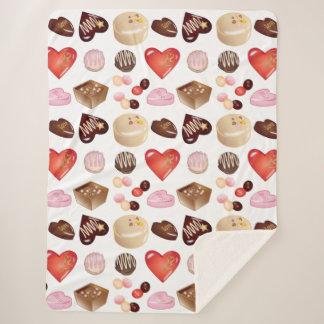 Personalised Modern Chocolate Candy Heart Pattern Sherpa Blanket