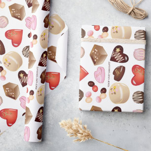 Personalised Modern Chocolate Candy Heart Wrapping Paper
