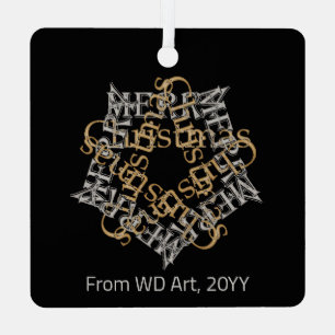 Personalised Modern Christmas Gold Silver Star Art Metal Tree Decoration