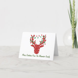 Personalised Modern Christmas Reindeer With Lights Thank You Card