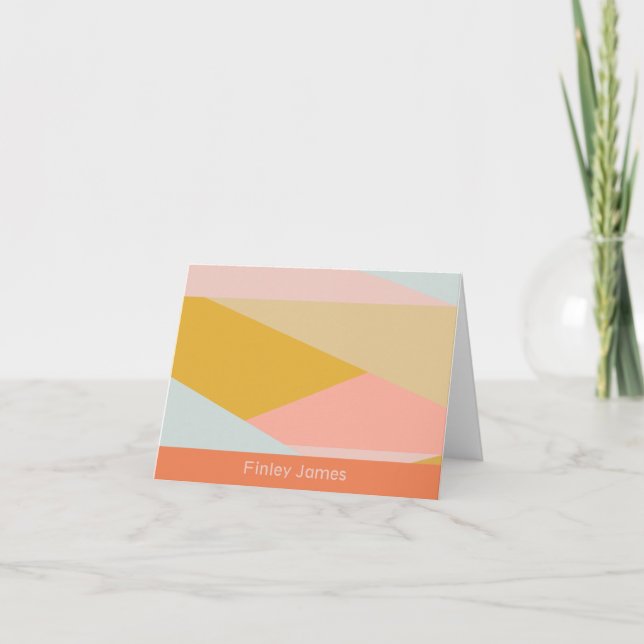 Personalised Modern Colour Block Geometric Abstrac Note Card (Front)