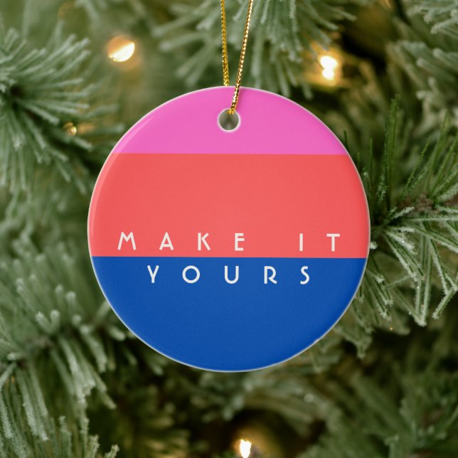 Personalised Modern Colour Block Pattern Ceramic Tree Decoration (Tree)