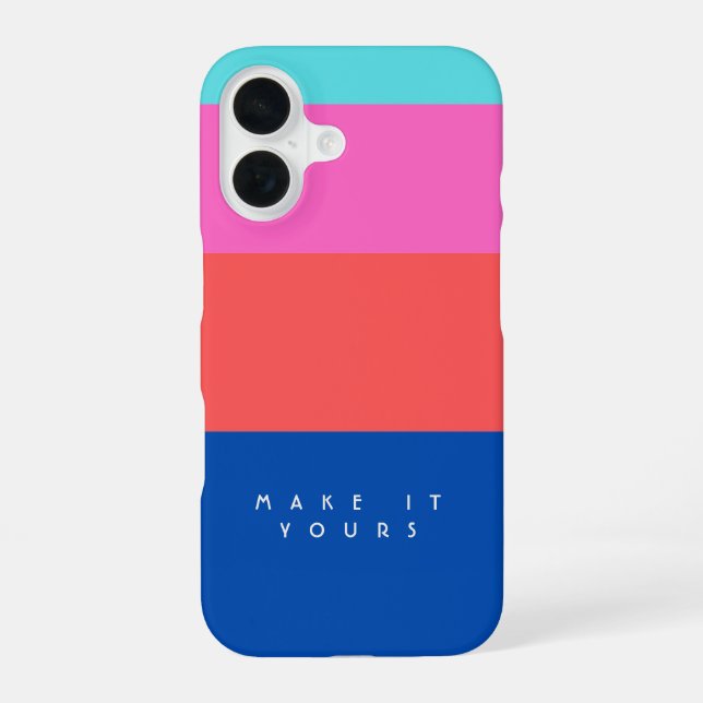 Personalised Modern Colour Block Pattern iPhone 16 Case (Back)