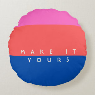 Personalised Modern Colour Block Pattern Round Cushion