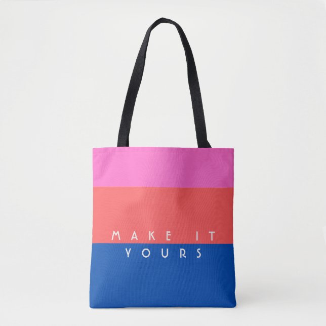 Personalised Modern Colour Block Pattern Tote Bag (Front)