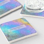 Personalised Modern Colourful Family Name Stone Coaster<br><div class="desc">Stunning and colourful rainbow hued labradorite stone photo makes the perfect backdrop for a simple and modern design. This is a closeup of a real natural labradorite stone with blue, purple, pink, yellow, and green. These can be used for any business or individual, or it would also be perfect for...</div>