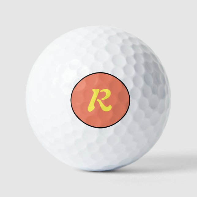  Personalised Modern Colourful Monogram Lettering  Golf Balls (Front)