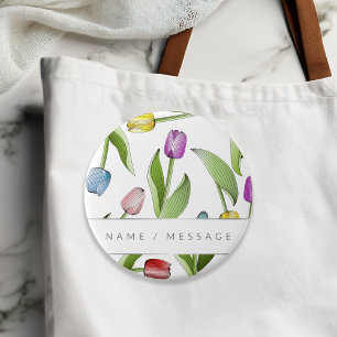 Personalised Modern Colourful Tulip Floral 7.5 Cm Round Badge