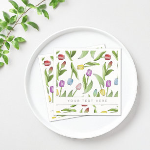Personalised Modern Colourful Tulip Floral Pattern Napkin