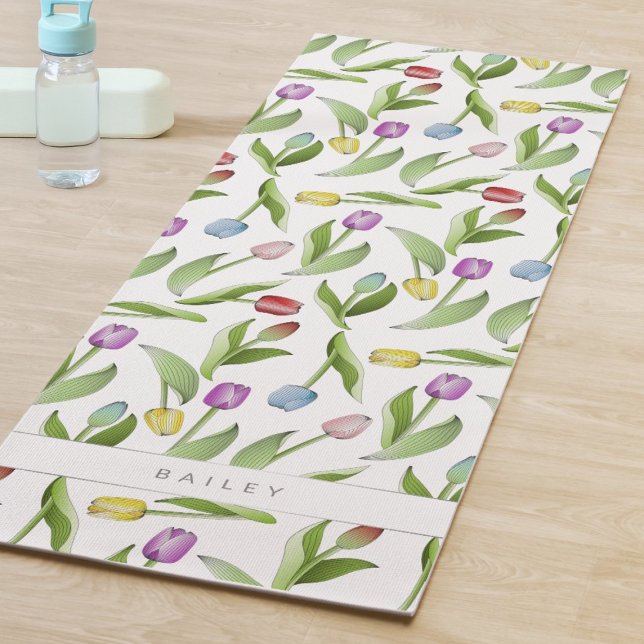 Personalised Modern Colourful Tulip Pattern Yoga Mat (Creator Uploaded)