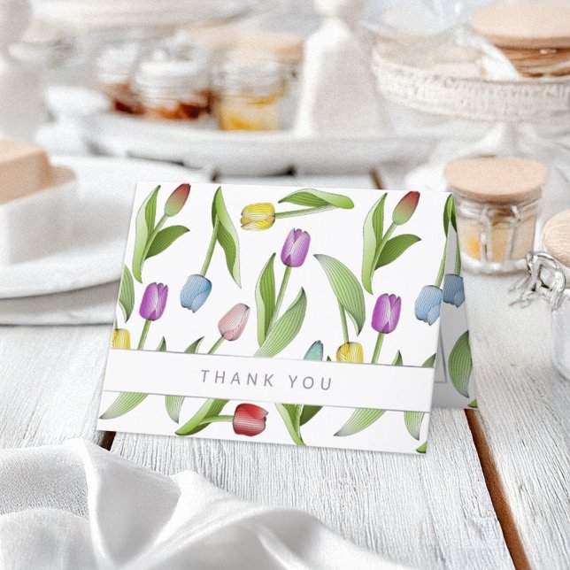 Personalised Modern Colourful Tulip Thank You Card (Creator Uploaded)