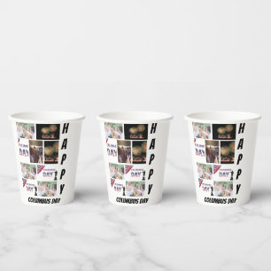 Personalised Modern Columbus Day 9 Photo Collage Paper Cups