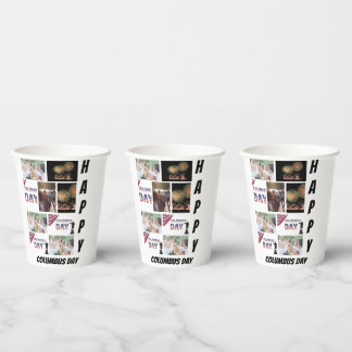 Personalised Modern Columbus Day 9  Photo Collage  Paper Cups