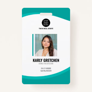 Personalised Modern Corporate Employee ID Green ID Badge