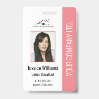 Personalised Modern Corporate Employee Pink ID
