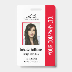 Personalised Modern Corporate Employee Red ID Badge