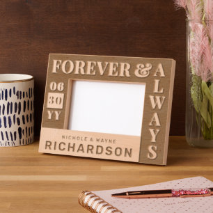 Personalised Modern Couples Name Wedding Date Gift Etched Frames