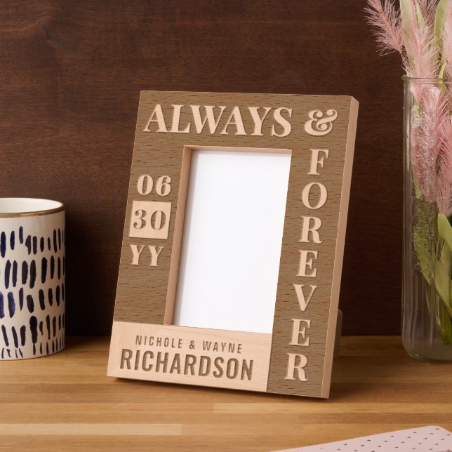 Personalised Modern Couples Name Wedding Date Gift Etched Frames (Left)