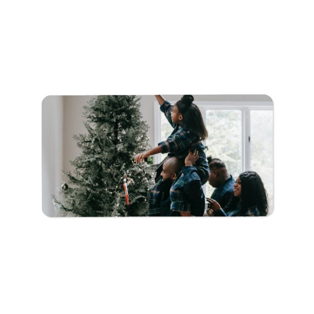 Personalised Modern Custom Christmas Family Photo  Label (Front)