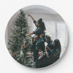 Personalised Modern Custom Christmas Family Photo  Paper Plate