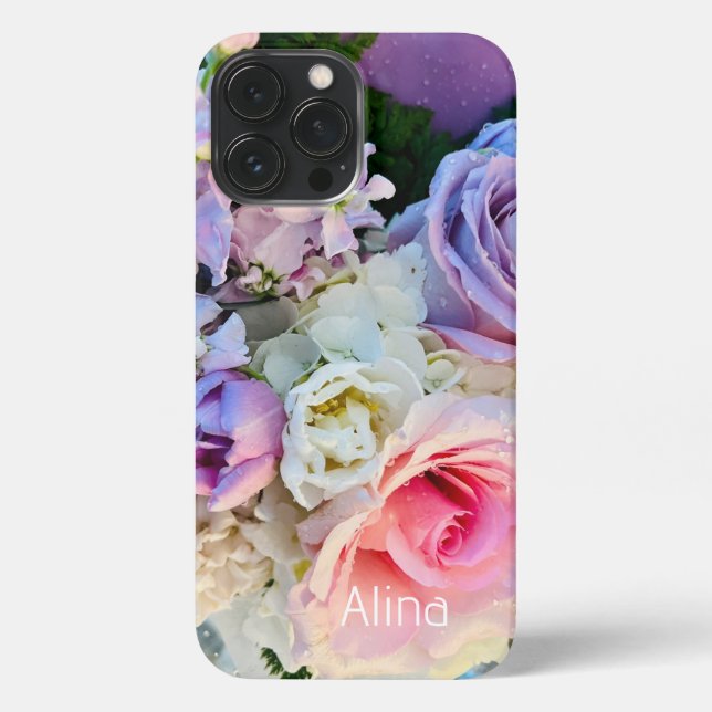 Personalised Modern , Cute Rose iPhone iPhone 13 P Case (Back)
