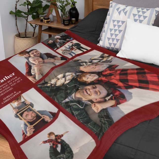 Personalised Modern Dad | 6 Photo Fleece Blanket (Creator Uploaded)