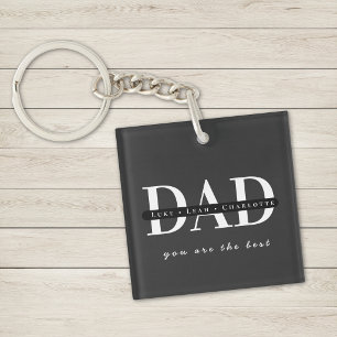Personalised Modern DAD Black Key Ring