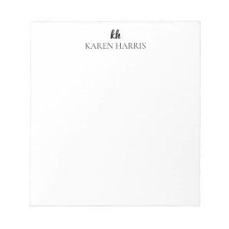 Personalised Modern Design Minimal Initials & Name Notepad