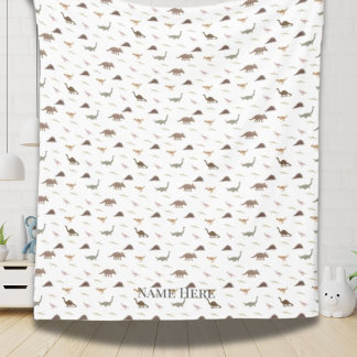 Personalised Modern Dinosaur Fleece Blanket