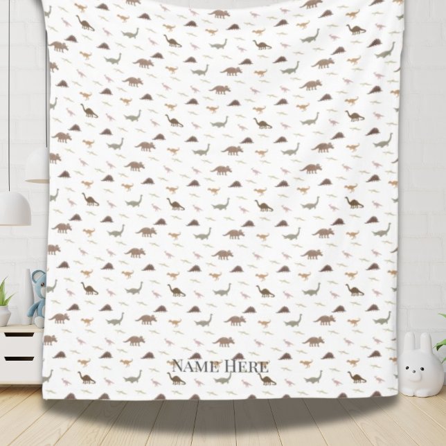 Personalised Modern Dinosaur Fleece Blanket  (Modern Dino Fleece Blanket
)