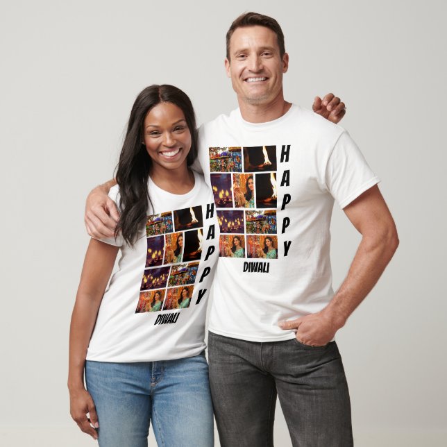 Personalised Modern Diwali 9  Photo Collage T-Shirt (Unisex)