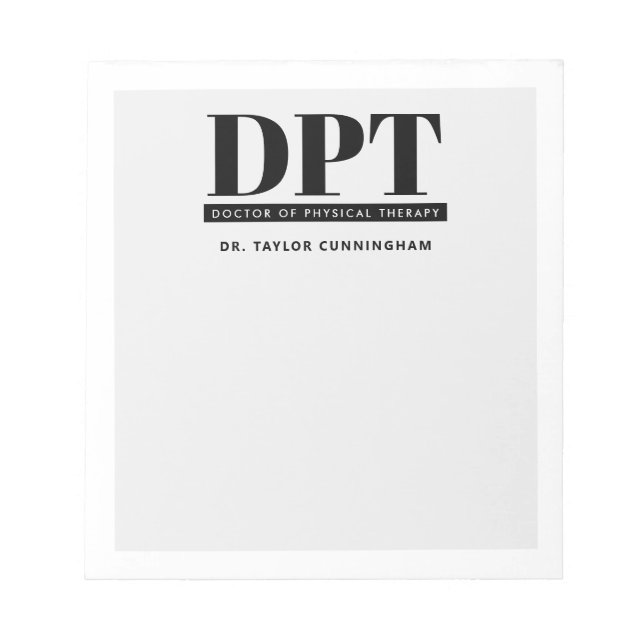 Personalised Modern DPT Doctor of Physical Therapy Notepad (Front)