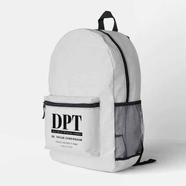 Personalised Modern DPT Doctor of Physical Therapy Printed Backpack (Back Corner Right)