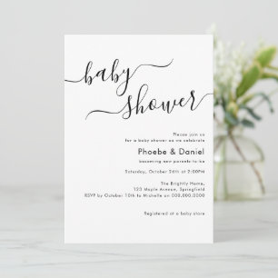 Personalised Modern Elegant Baby Shower Script Invitation
