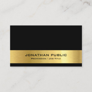 Personalised Modern Elegant Black Gold Minimalist Business Card