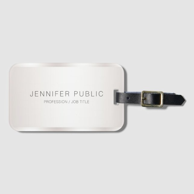 Personalised Modern Elegant Faux Silver Template Luggage Tag (Front Horizontal)