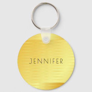 Personalised Modern Elegant Gold Look Template Key Ring