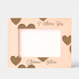 Personalised Modern Elegant Hearts Art Etched Frames